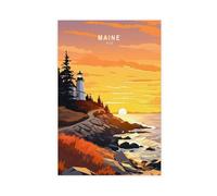 Póster de turismo de la costa de Maine Coast, póster de lienzo para decoración de pared, cuadros para sala de estar, dormitorio, 50 x 75 cm