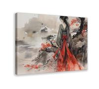 Póster de una mujer en un kimono, lienzo para decoración de dormitorio, paisaje, oficina, habitación, regalo, 50 x 75 cm
