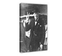 Póster de V for Victory Winston Churchill World War 2 para dormitorio, lienzo decorativo para pared, oficina, habitación, decoración estética, marco de regalo, 60 x 90 cm