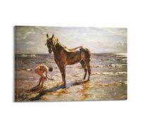 Póster de Valentin Serov de 1905 con texto en inglés «Bathing A Horse» (bañando a un caballo)