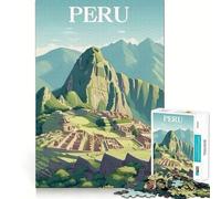 Póster de Viaje a Machu Picchu, Perú Rompecabezas de 1000 Piezas para Adolescentes Juguete de lógica Fuerte Escape Tranquilo Borde Transparente Regalo de cumpleaños (38x26cm)