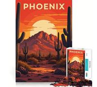 Póster de Viaje con Paisaje de Puesta de Sol en Phoenix Rompecabezas de 1000 Piezas para Adultos Rompecabezas para Mejorar la Memoria y aliviar el estrés diseño para armar (38x52cm)