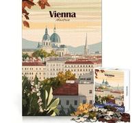 Póster de Viaje con Paisaje Urbano de Viena, Austria Rompecabezas para Adolescentes de 1000 Piezas Entrenamiento Mental, relajación y Tiempo Libre Regalo Memorable Cortado con láser (50x75cm)