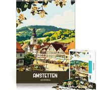 Póster de Viaje de Amstetten,Austria,para Adultos Rompecabezas de 1000 Piezas Juego Divertido y Relajante Corte láser Tiempo de Tranquilidad y Ejercicio Mental en casa (38x26cm)