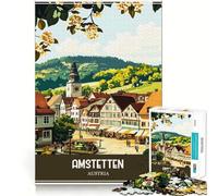 Póster de Viaje de Amstetten,Austria Rompecabezas para Adultos de 1000 Piezas Juego de Memoria Mental de Alta precisión Manualidad de Corte Tiempo de Tranquilidad Ejercicio Mental en casa (50x75cm)