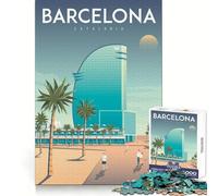 Póster de Viaje de Barcelona,Rompecabezas de 1000 Piezas para Adultos y Adolescentes,para Practicar el razonamiento,para una escapada Relajante,con Bordes, Regalo significativo 50x75cm