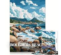 Póster de Viaje de Boulders Beach, Sudáfrica Rompecabezas de 1000 Piezas para Adultos Ideal para ejercitar la Memoria y Relajarse Un Viaje Tranquilo Arte de Corte preciso (38x52cm)
