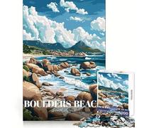 Póster de Viaje de Boulders Beach, Sudáfrica Rompecabezas para Adultos de 1000 Piezas Capacidad de concentración Escape Tranquilo Interconexión Regalo Bien pensado (50x75cm)