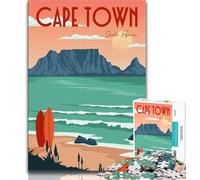 Póster de Viaje de Ciudad del Cabo, Rompecabezas de 1000 Piezas para Adultos y Adolescentes, Juego Familiar para aliviar el estrés, desafío difícil, Regalo de Amigo Secreto, 50x75cm