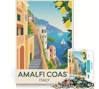 Póster de Viaje de la Costa Amalfitana,Italia Rompecabezas de 1000 Piezas para Adultos Juego Que estimula la Mente Superficie Lisa y sin Rebabas Un pasatiempo Fascinante para los Momentos de Ocio