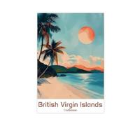 Póster de viaje de las Islas Vírgenes Británicas, 1 póster de lienzo para decoración de pared, pinturas para sala de estar, dormitorio, 40 x 60 cm