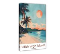 Póster de viaje de las Islas Vírgenes Británicas, 1 póster en lienzo, decoración de dormitorio, paisaje, oficina, habitación, regalo, 60 x 90 cm