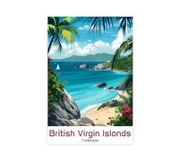 Póster de viaje de las Islas Vírgenes Británicas, lienzo para decoración de pared, pinturas para sala de estar, dormitorio, decoración de 20 x 30 cm