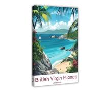 Póster de viaje de las Islas Vírgenes Británicas, lienzo para decoración de pared, pinturas para sala de estar, dormitorio, decoración de 20 x 30 pulgadas (50 x 75 cm)