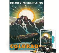 Póster de Viaje de Las Montañas Rocosas de Colorado Rompecabezas difícil para Adultos de 1000 Piezas Juguete de lógica Fina Divertido y Relajante Bordes limpios Regalo Original (50x75cm)