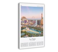 Póster de viaje de Las Vegas con impresión a color, póster de viaje de Nevada, Estados Unidos, Estados Unidos, impresión minimalista, lienzo decorativo, marco de 50,8 x 76,2 cm