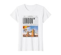 Póster de Viaje de Londres, Cultura británica, Ciudad de LON Camiseta gráfica económica, Mujer, Blanco, L