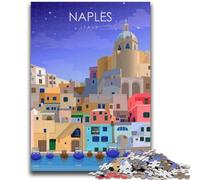 Póster de Viaje de Nápoles, Italia Rompecabezas de 1000 Piezas para Adultos, Regalo Educativo, Juguete de desafío, Regalo de cumpleaños, Arte Mural (50x75cm)