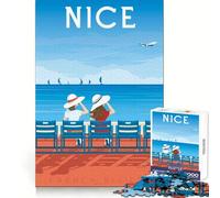 Póster de Viaje de Niza,Francia Rompecabezas de 1000 Piezas para Adultos Ejercicio Mental Escapada Consciente Cierre Seguro Sorpresa navideña (50x75cm)