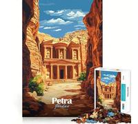 Póster de Viaje de Petra Jordan, Rompecabezas de 1000 Piezas para Adolescentes, Juguete de Tren lógico, luz Relajante, Corte Suave, decoración de Pared (38x52cm)