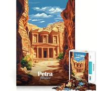 Póster de Viaje de Petra Jordan, Rompecabezas de 1000 Piezas para Adolescentes, Juguete para desafiar la Mente, pasatiempo Tranquilo, Corte preciso, Regalo de Temporada (38x26cm)