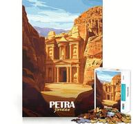 Póster de Viaje de Petra Jordan, Rompecabezas de 1000 Piezas para Adolescentes, Juguete Que desafía la Mente, pasatiempo Tranquilo, Corte preciso, Regalo de Temporada (50x75cm)