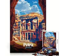 Póster de Viaje de Petra,Jordania,Rompecabezas de 1000 Piezas para Adultos,Focus Ability Gentle Engagement Interlock Well Art, (38x26cm)