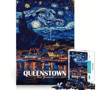 Póster de Viaje de Queenstown, Nueva Zelanda Rompecabezas de 1000 Piezas para Adolescentes Juguete de lógica Fina Divertido y Relajante Decoración de Pared con Bordes limpios (38x52cm)