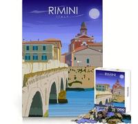 Póster de Viaje de Rimini,Italia Rompecabezas para Adultos 1000 Piezas Destreza Mental Recreación Ligera Ajuste Perfecto Un Regalo Encantador (50x75cm)