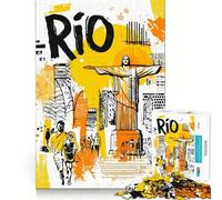 Póster de Viaje de Río de Janeiro, Rompecabezas difícil para Adultos, 1000 Piezas, Juguete Intelectual, Tiempo Acogedor, Corte de Calidad, (50x75cm)