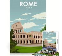 Póster de Viaje de Roma,Italia Rompecabezas de 1000 Piezas para Adolescentes Entrenamiento Inteligente Escapada Tranquila Corte Impecable Regalo Memorable (38x52cm)