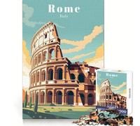 Póster de Viaje de Roma,Italia Rompecabezas de 1000 Piezas para Adolescentes Entrenamiento Inteligente Escapada Tranquila Corte Impecable Regalo Memorable (50x75cm)