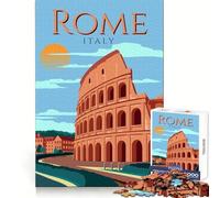 Póster de Viaje de Roma, Italia Rompecabezas de 1000 Piezas para Adultos y Adolescentes Recuerda, Arma despacio, Disfruta Arte de Corte Exacto Coleccionable (50x75cm)