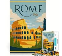 Póster de Viaje de Roma, Italia Rompecabezas difícil para Adultos de 1000 Piezas Juguete de lógica Fina Divertido y Relajante Bordes limpios Regalo Original (50x75cm)