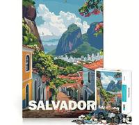 Póster de Viaje de Salvador, Brasil Rompecabezas de 1000 Piezas para Adultos Mejora la Memoria y Calma la Mente Diseño para armar Regalo Creativo (38x26cm)