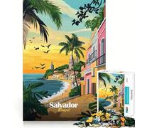 Póster de Viaje de Salvador, Brasil Rompecabezas para Adolescentes de 1000 Piezas Juguete Que desafía la Mente Divertido y Relajante Corte preciso Regalo Festivo (50x75cm)