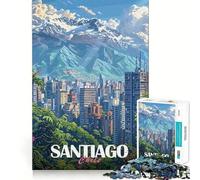 Póster de Viaje de Santiago, Rompecabezas de 1000 Piezas para Adolescentes, Mejora la Memoria, relajación Mental, Bordes Afilados, Regalo Creativo (38x26cm)