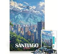 Póster de Viaje de Santiago, Rompecabezas de 1000 Piezas para Adultos, Rompecabezas Mental, Arte para la Calma Mental, (38x52cm)