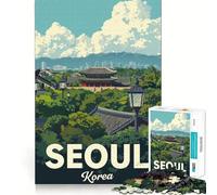 Póster de Viaje de Seúl, Corea Rompecabezas de 1000 Piezas para Adolescentes Mejora la Memoria Relajación Mental Bordes Afilados Regalo Creativo (50x75cm)