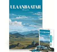 Póster de viaje de Ulán Bator,Mongolia Rompecabezas artístico para adultos 1000 piezas Juego para ejercitar la mente Corte de precisión Bordes lisos Un desafío divertido para pasar el tiempo (38x52cm)