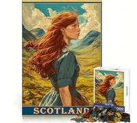 Póster de Viaje de una Mujer Pelirroja en Escocia Rompecabezas de 1000 Piezas para Adolescentes Juguete de Tren lógico, Tranquilo y Divertido Corte Suave Regalo Encantador (50x75cm)