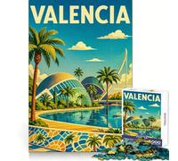 Póster de Viaje de Valencia, Rompecabezas de 1000 Piezas, destreza Mental, Juego Sencillo, Ajuste Perfecto, Regalo Ideal (50x75cm)