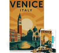Póster de Viaje de Venecia,Italia Rompecabezas de 1000 Piezas para Adolescentes Juego Que estimula el Cerebro Encaja Perfectamente sin Huecos Actividad Relajante para Grupos en Interiores (50x75cm)