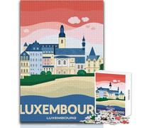 Póster de Viaje del Paisaje Urbano de Luxemburgo, Rompecabezas de 1000 Piezas para Adolescentes, Juego Educativo para el Desarrollo de Habilidades, Momentos Especiales, 38x52cm