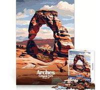 Póster de Viaje del Parque Nacional Arches para Adultos, Rompecabezas de 1000 Piezas, Agilidad Mental, diversión Relajante, Corte Uniforme, Regalo Memorable (38x52cm)