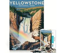 Póster de Viaje del Parque Nacional de Yellowstone Rompecabezas para Adultos de 1000 Piezas para desarrollar la Memoria Diseño Estable,sin Piezas Que se muevan Compacto y para Jugar en Familia