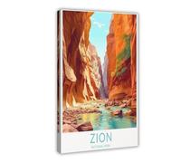 Póster de viaje del Parque Nacional Zion, póster de lienzo, decoración de pared, pinturas para sala de estar, dormitorio, decoración de 20 x 30 cm