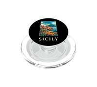 Póster de Viaje del volcán costero de Sicilia, Italia PopSockets PopGrip para MagSafe