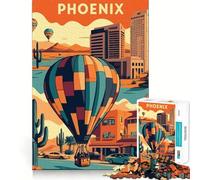 Póster de Viaje en Globo aerostático Phoenix, Rompecabezas de 1000 Piezas para Adolescentes, Juguete Mental, Tiempo de Paz, Corte Premium, Regalo artístico (50x75cm)