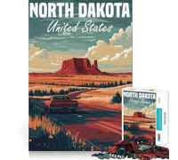 Póster de Viaje por Carretera de Dakota del Norte, Rompecabezas difícil para Adultos, 1000 Piezas, Juego Inteligente para el hogar, Disfruta del Montaje de la Imagen, Regalo Festivo (38x26cm)